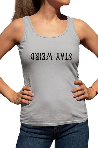 Go All Out Stay Weird Funny Gift Idea Women Flowy Fitted Sleeveless Tank Top T-Shirt in Saudi Arabia