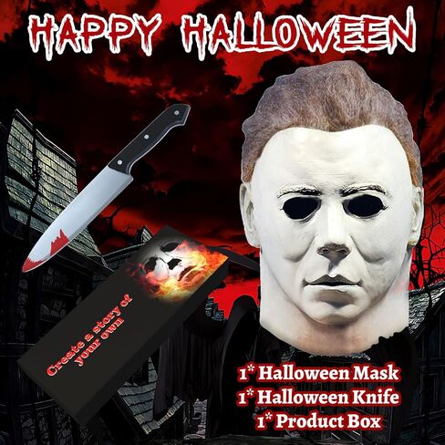 Halloween Mask for Adult With Classic Knife Realistic Horror mask Scary Halloween Cosplay mask(A) in Saudi Arabia