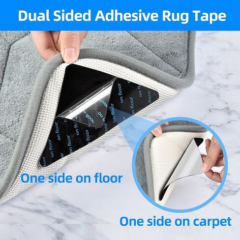 4 Pcs Rug Tape, Non Slip Rug Pads Grippers for Hardwood Floors and Tiles, Reusable Carpet Tape for Area Rugs, Double-Sided Adhesive Rug Stickers Keep Corners Flat in Saudi Arabia