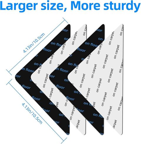 4 Pcs Rug Tape, Non Slip Rug Pads Grippers for Hardwood Floors and Tiles, Reusable Carpet Tape for Area Rugs, Double-Sided Adhesive Rug Stickers Keep Corners Flat in Saudi Arabia