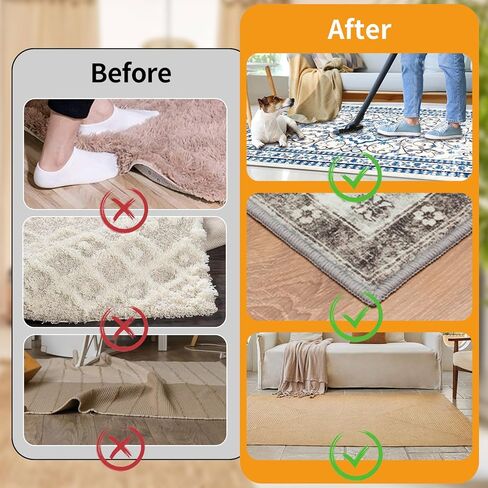 4 Pcs Rug Tape, Washable Non Slip Pads for Hardwood Floors and Tiles, White in Saudi Arabia