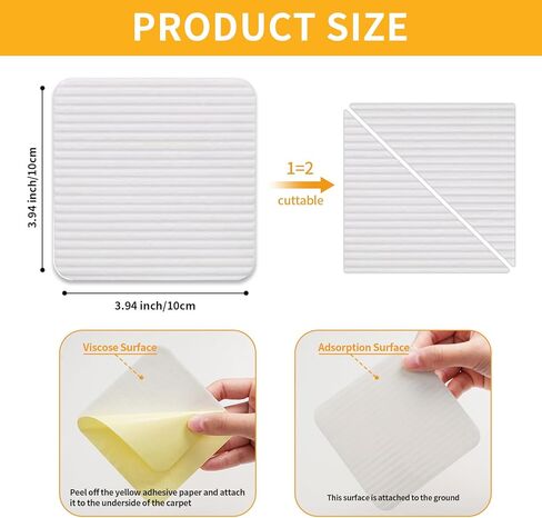 4 Pcs Rug Tape, Washable Non Slip Pads for Hardwood Floors and Tiles, White in Saudi Arabia