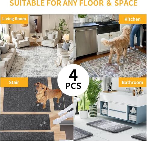 4 Pcs Rug Tape, Washable Non Slip Pads for Hardwood Floors and Tiles, White in Saudi Arabia