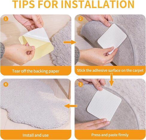 4 Pcs Rug Tape, Washable Non Slip Pads for Hardwood Floors and Tiles, White in Saudi Arabia