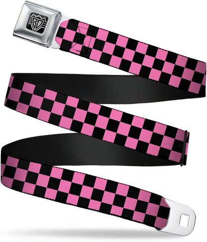 Buckle-Down Seatbelt Belt - Checker Black/Pink - 1.0" Wide - 20-36 Inches in Length in Saudi Arabia