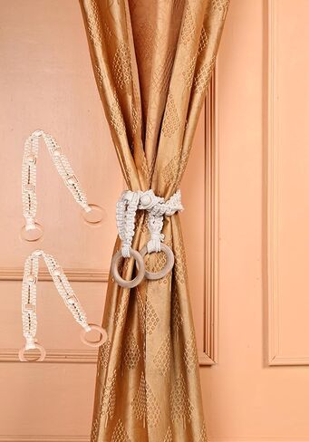 Cotton Macrame Curtain Tiebacks Window Treatment holdbacks Curtain Tie Backs for Curtains 2 Pack, Curtain Holders for Master Bedroom Decor and Accessories Blue in Saudi Arabia