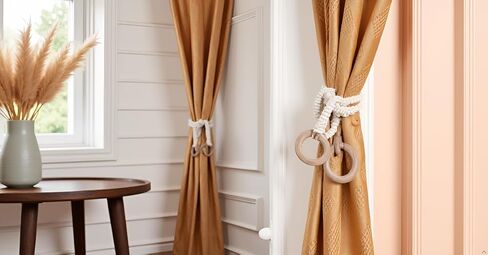 Cotton Macrame Curtain Tiebacks Window Treatment holdbacks Curtain Tie Backs for Curtains 2 Pack, Curtain Holders for Master Bedroom Decor and Accessories Blue in Saudi Arabia