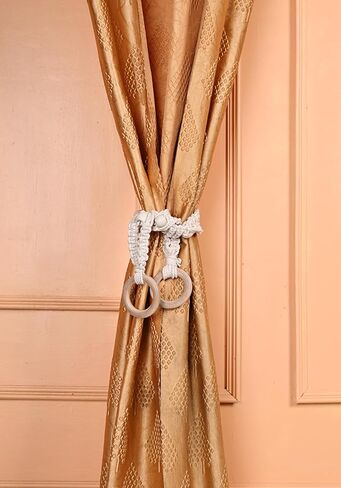 Cotton Macrame Curtain Tiebacks Window Treatment holdbacks Curtain Tie Backs for Curtains 2 Pack, Curtain Holders for Master Bedroom Decor and Accessories Blue in Saudi Arabia