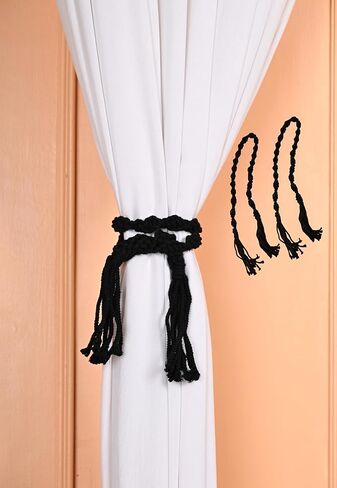 Cotton Macrame Curtain Tiebacks Window Treatment holdbacks Curtain Tie Backs for Curtains 2 Pack, Curtain Holders for Master Bedroom Decor and Accessories Blue in Saudi Arabia