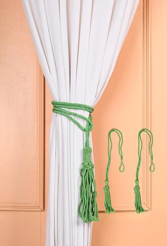 Cotton Macrame Curtain Tiebacks Window Treatment holdbacks Curtain Tie Backs for Curtains 2 Pack, Curtain Holders for Master Bedroom Decor and Accessories Blue in Saudi Arabia