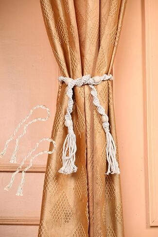 Cotton Macrame Curtain Tiebacks Window Treatment holdbacks Curtain Tie Backs for Curtains 2 Pack, Curtain Holders for Master Bedroom Decor and Accessories Blue in Saudi Arabia