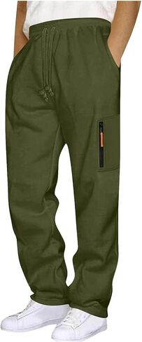 Mens Cargo Sweatpants Open Bottom Relaxed Fit Drawstring Elastic Waist Trousers with Pocket Loose Athletic Pants in Saudi Arabia