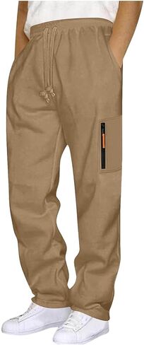Mens Cargo Sweatpants Open Bottom Relaxed Fit Drawstring Elastic Waist Trousers with Pocket Loose Athletic Pants in Saudi Arabia