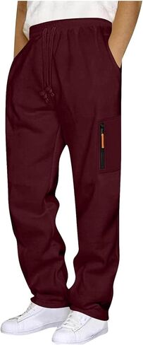 Mens Cargo Sweatpants Open Bottom Relaxed Fit Drawstring Elastic Waist Trousers with Pocket Loose Athletic Pants in Saudi Arabia