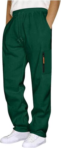 Mens Cargo Sweatpants Open Bottom Relaxed Fit Drawstring Elastic Waist Trousers with Pocket Loose Athletic Pants in Saudi Arabia
