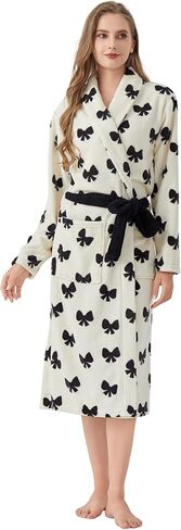 Women's Premium Plush Long Soft Cozy Robe，Cute Partern， Warm Fleece Shawl Bathrobe with Pockets in Saudi Arabia