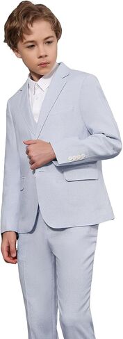 Lamgool Boys Suits Slim Fit Tuxedo Kids Formal Outfit 4-Piece Set with Blazer Jacket Shirt Vest Pants for Beach Wedding in Saudi Arabia