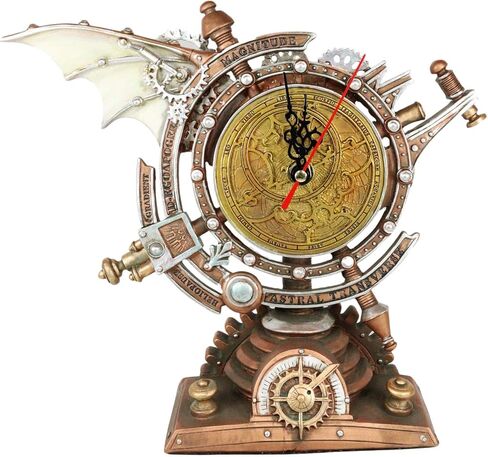 Ebros Steampunk الصناعية السماوية بين المجرات Stormgrave الكرونومتر مع الساعة المطلية والتروس الزخرفية ساعة الطاولة تمثال 11 "H Sci Fi Desktop Mantel Shelf Time Clocks in Kuwait