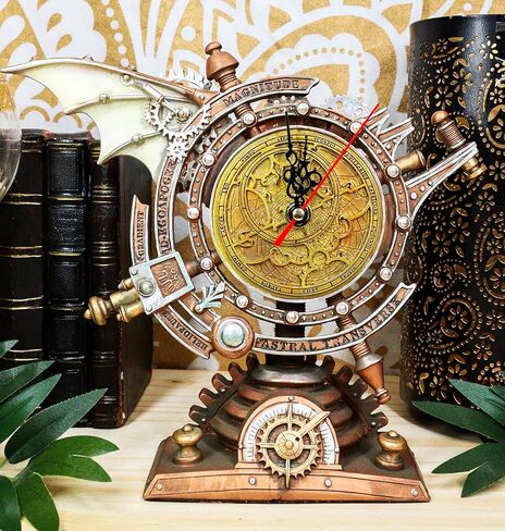 Ebros Steampunk الصناعية السماوية بين المجرات Stormgrave الكرونومتر مع الساعة المطلية والتروس الزخرفية ساعة الطاولة تمثال 11 "H Sci Fi Desktop Mantel Shelf Time Clocks in Kuwait