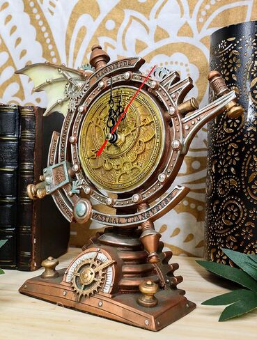 Ebros Steampunk الصناعية السماوية بين المجرات Stormgrave الكرونومتر مع الساعة المطلية والتروس الزخرفية ساعة الطاولة تمثال 11 "H Sci Fi Desktop Mantel Shelf Time Clocks in Kuwait
