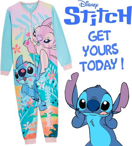 Disney Stitch And Angel Onesie for Kids All In One Pyjamas For Girls Fleece Pjs Nightwear in Saudi Arabia