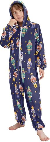 VIGTRO Christmas Onesie Jumpsuits Pajamas One-Piece Sleepwear Zip Up Hooded Pajamas with Pockets Size 4T-14Y in Saudi Arabia