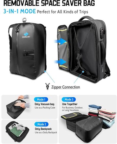 Zurligi Daypack Daypack للرجال والنساء - حقيبة الظهر اليومية السود in Kuwait