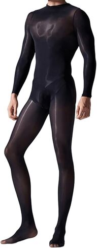 Oil Shiny Bodystocking for Women Men Nylon Sheer Full Body Stocking Glossy Bodysuit Catsuit in Kuwait
