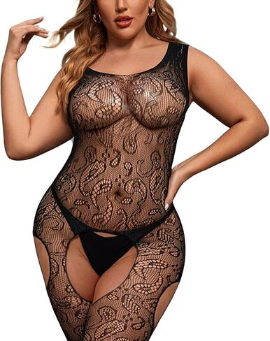 Womens Fishnet Bodystocking Lingerie Bodysuit Sexy Tights Soft Nightwear under 140lbs for Woman in Saudi Arabia