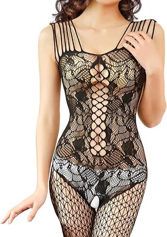 Womens Fishnet Bodystocking Lingerie Bodysuit Sexy Tights Soft Nightwear under 140lbs for Woman in Saudi Arabia