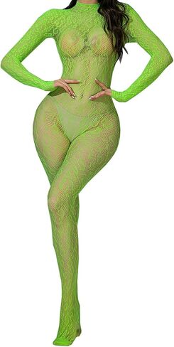 Lingerie for Women Sexy Lace Leopard Jumpsuit Mesh Fishnet Bodysuit Full Body Stockings Glow Party One Piece Rave Outfits in Saudi Arabia