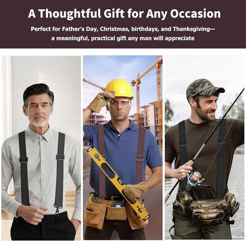 2 Pack Heavy Duty Suspenders for Men,Adjustable X-Back 1.5 inch Wide Elastic Straps,Strong Metal Hooks,Black&Coffee Set,Work Suspenders Jeans,Big&Tall,Braces,Durable,Men's Gift for Father's Day in Saudi Arabia