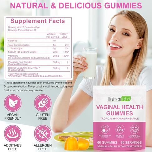 Vaginal Probiotics Gummies for Women, PH Balance for Women, Hawaiian Pineapple Gummies for PH Health, Improve Immune, Women's Vaginal Health Supplement, 60 Gummies in Saudi Arabia