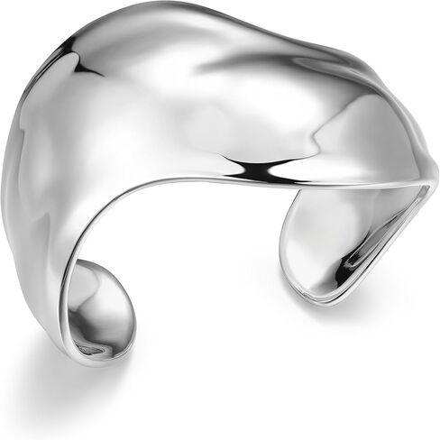 Amazon Essentials (Demi's Pick) Silver Cuff Bracelet for Women - Fine Silver Plated, Chunky Bangle Bracelet in Saudi Arabia