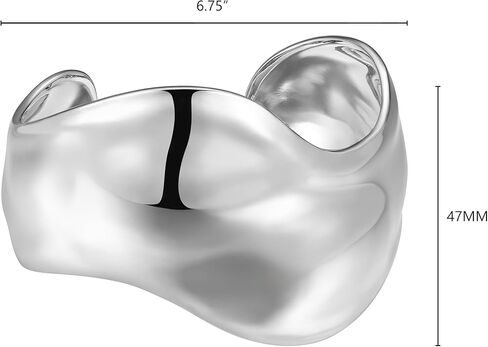 Amazon Essentials (Demi's Pick) Silver Cuff Bracelet for Women - Fine Silver Plated, Chunky Bangle Bracelet in Saudi Arabia
