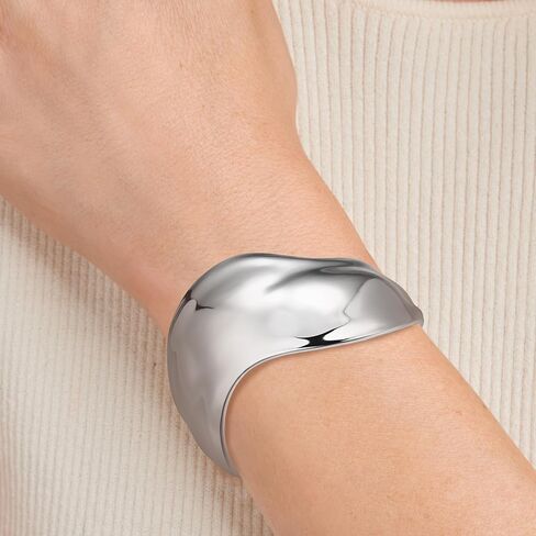 Amazon Essentials (Demi's Pick) Silver Cuff Bracelet for Women - Fine Silver Plated, Chunky Bangle Bracelet in Saudi Arabia