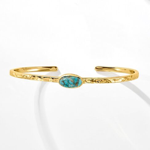 Ross-Simons Turquoise Hammered Cuff Bracelet in 18kt Gold Over Sterling in Saudi Arabia