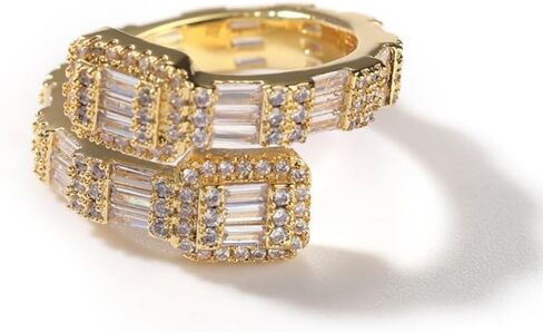 14K Gold over S925 Sterling Silver Open Geometric Moissanite Ring, Modern Design for Men, Ideal Birthday Gift for Men in Saudi Arabia