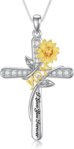 Rose Flower Love Necklaces Sterling Silver Cross Pendant Jewelry Gifts for Mom/Grandma/Nana/Love/Daughter I Love You Forever Necklaces in Saudi Arabia