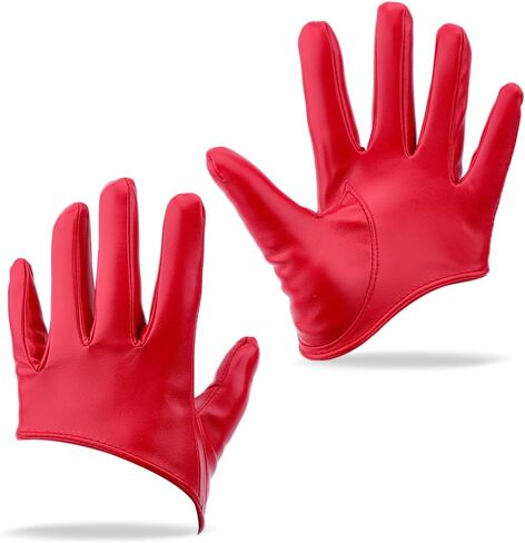 1 Pair Women's Black Half Palm Leather Gloves Extra Short Glove for Women Fashion Costume Wet Look Soft Faux Leather Driving Dress Gloves for Girls Halloween Party Cosplay Dance in Kuwait