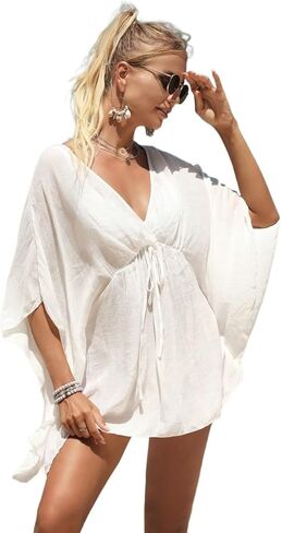 Women Swimsuit Cover Up Summer Beach Solid Tie Front Cover Up in Saudi Arabia