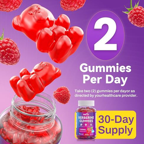 Berberine Gummies 1500mg – High Potency Berberine Supplement with Ceylon Cinnamon and Milk Thistle – Supports Glucose Metabolism & Natural Liver Function – Vegan, Sugar-Free, Non-GMO – 60 Count in Saudi Arabia