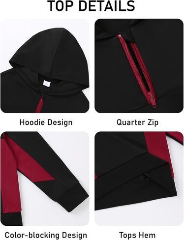 الأولاد ملابس 2 قطعة الصبي وتتسابق الربع البريدي كنزة قطيفة + السراويل الخريف الشتاء Colorblock Sweatsuits 5-12Y in Kuwait