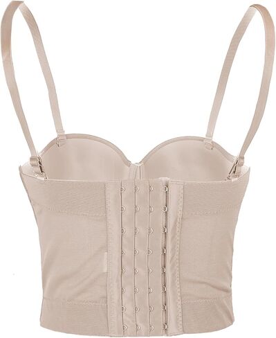 ELLACCI Women's Sexy Sequin Sheer Mesh Bustier Corset Tops Khaki in Saudi Arabia