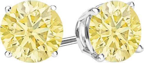 1/2-10 Carat Total Weight Yellow Diamond Stud Earrings 4 Prong Push Back in Saudi Arabia
