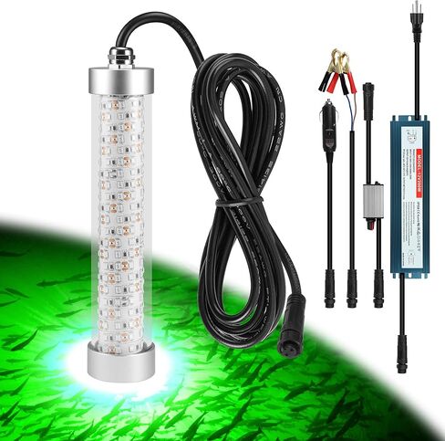 F2 110V Underwater Fishing Light 100W 10000lm Bright Fish Attracting Light for Boat Docks Kayaks at Night, Submersible Green Light Attractant for Crappie Snook Bass Squid Bait Catfish(16.4ft Cord) in Saudi Arabia