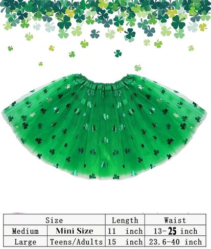 Adult Women Green Clover Tutu Skirt Teens Shamrock Irish Party St. Patrick’s Day 4 Layered Tutu with Satin Lined Tutu in Saudi Arabia