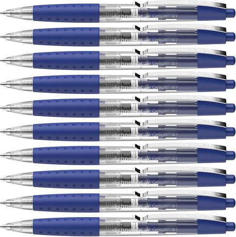 Schneider Gelion+ Gel Pen, Refillable and Retractable, Gel Ink, 0.7 mm, Transparent Barrel, Green Ink, Box of 10 Pens (101004) in Kuwait