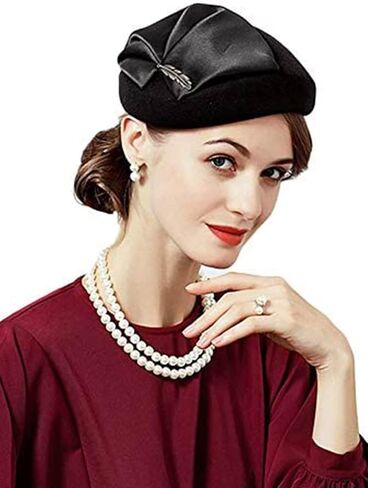 قبعة Fascinator من الصوف - قبعة نسائية رسمية لحفلات الزفاف وحفلات الكوكتيل والشاي مع زخرفة أوراق الشجر، والكنيسة والمناسبات الخاصة in Kuwait
