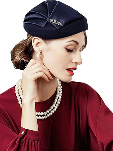 قبعة Fascinator من الصوف - قبعة نسائية رسمية لحفلات الزفاف وحفلات الكوكتيل والشاي مع زخرفة أوراق الشجر، والكنيسة والمناسبات الخاصة in Kuwait